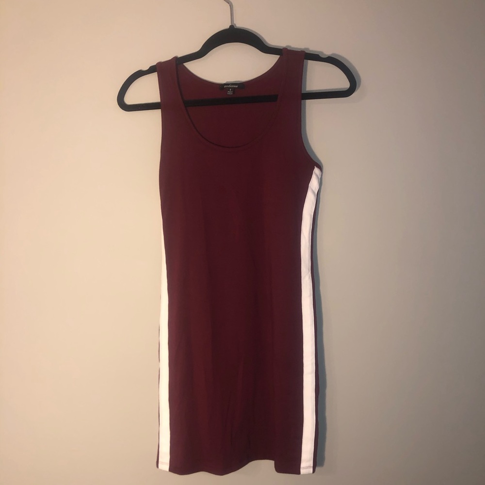 White Striped Maroon Bodycon Dress - Never Worn